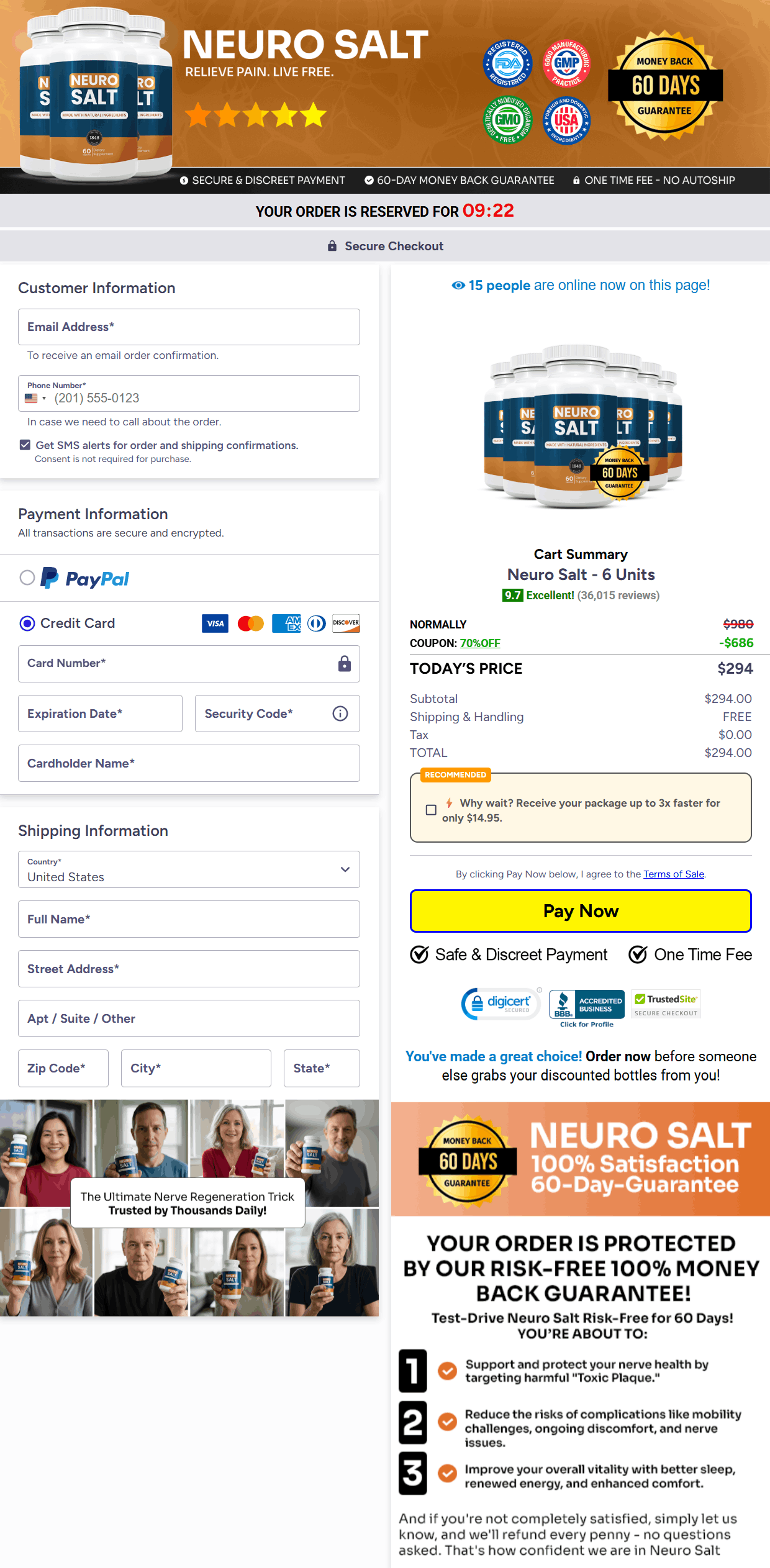 NeuroSalt checkout page